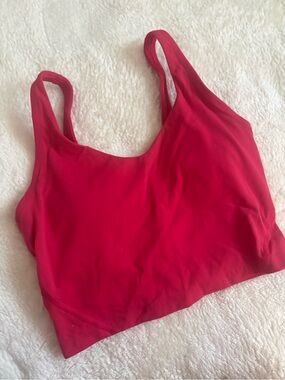 lululemon athletica Red Scoop-Style Athletic Bodysuit Top